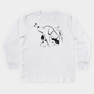 Dog and cat friendship Kids Long Sleeve T-Shirt